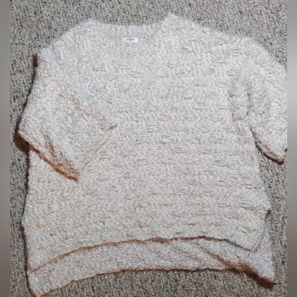 LAST Chance Umgee Cosy pullover sweater - Oversize L - Ivory & touches of Mauve